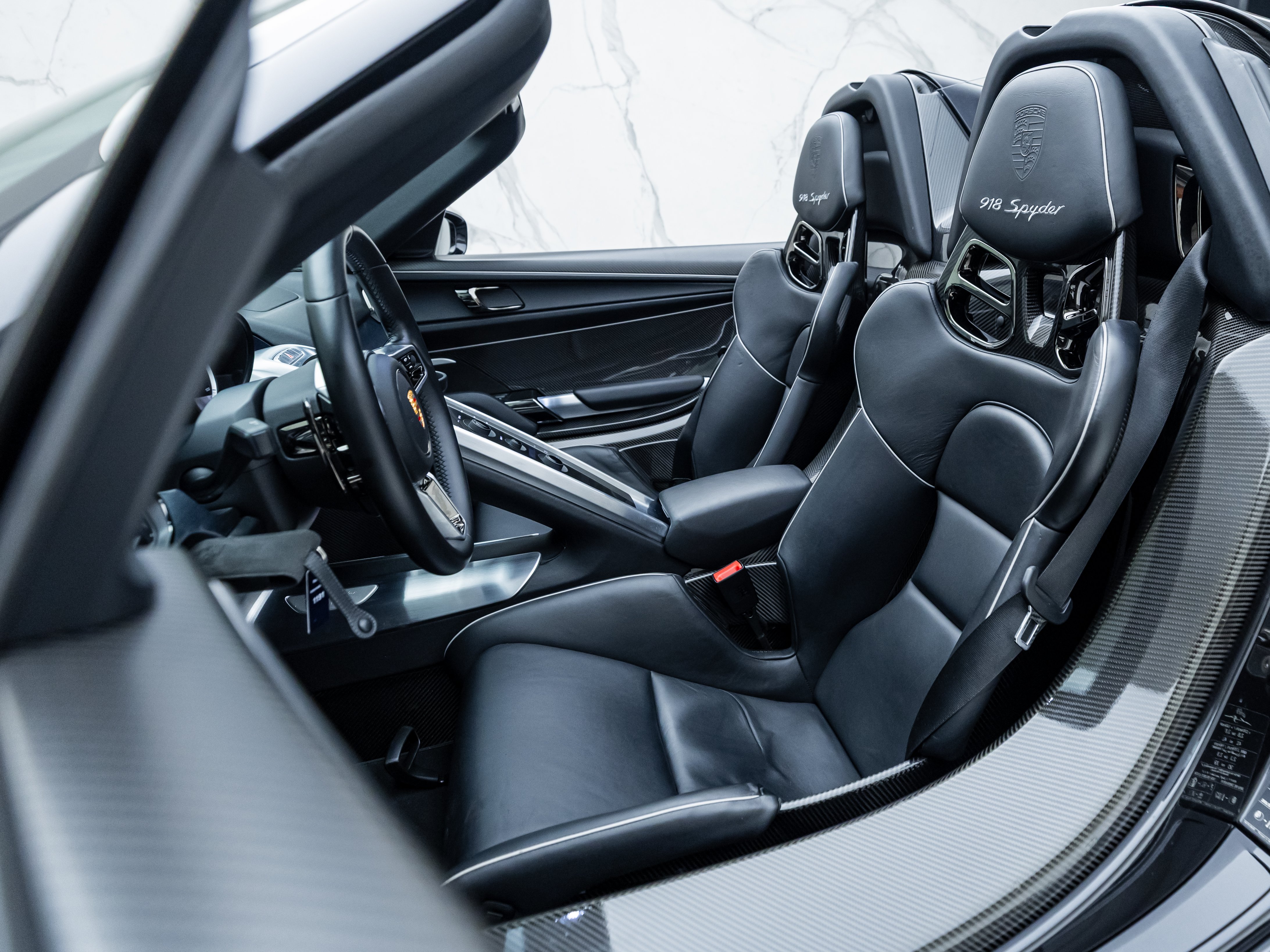 Porsche 918 Spyder interior with 918 Spyder embossed seats
