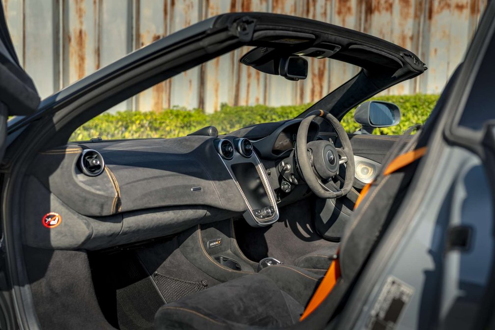 McLaren 600LT Spider interior with carbon detailing